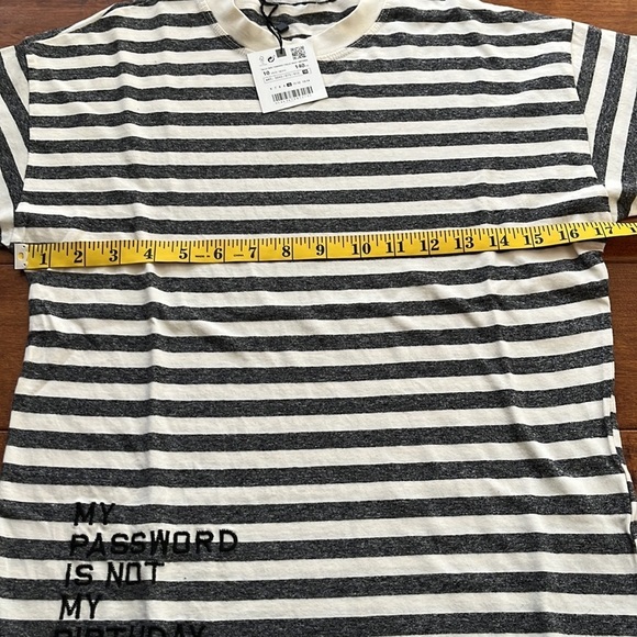 NWT Zara Striped Grey and white Short sleeves Tee      Size 10 unisex - Picture 3 of 7